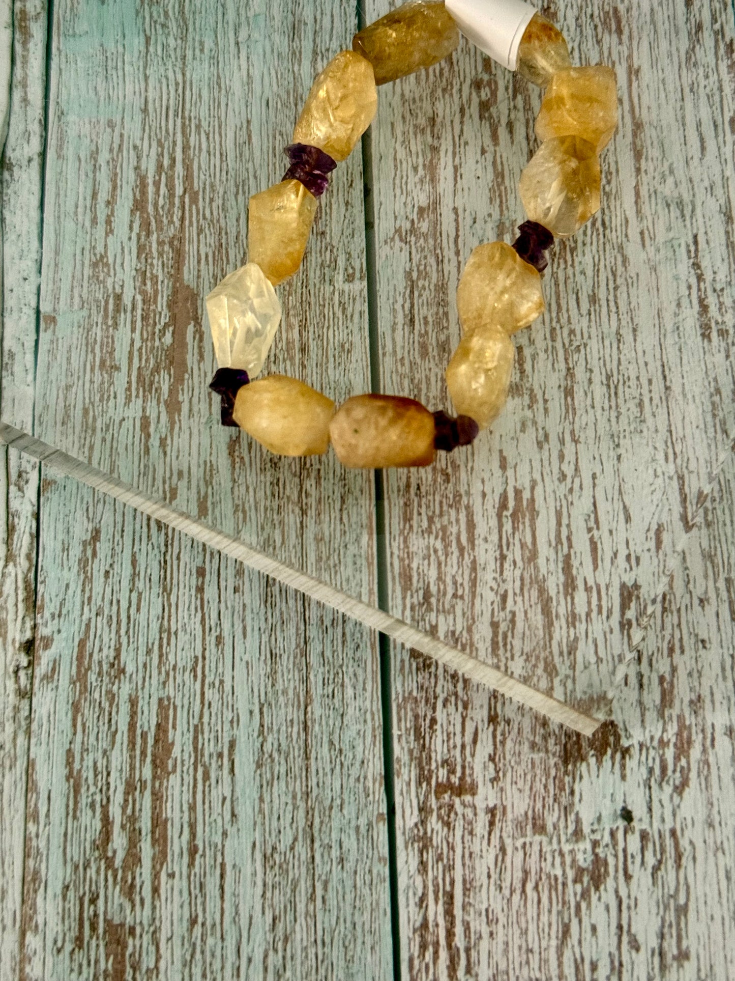 Amatista y Citrino Corte Tumble Pulsera